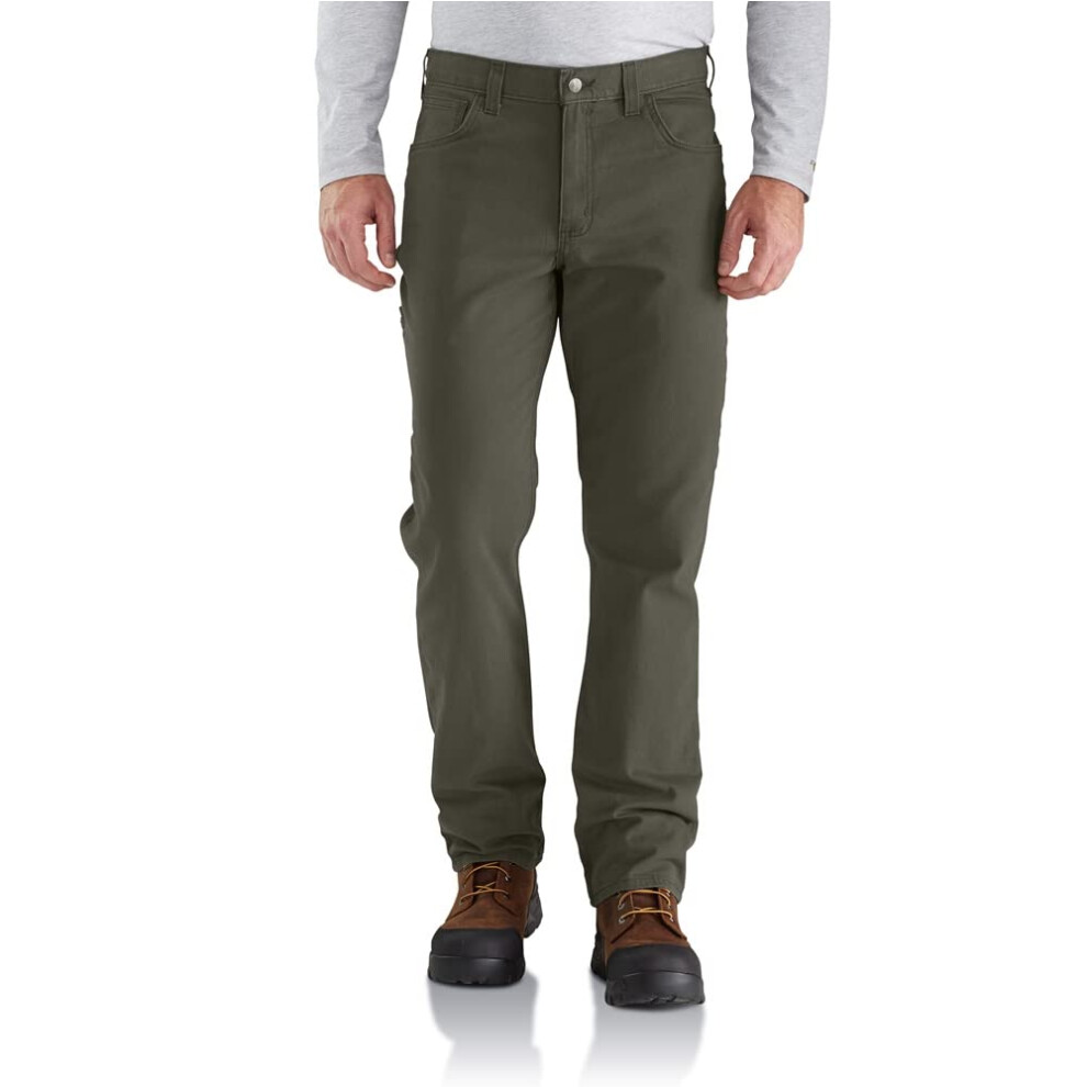Carhartt Men's Rugged Flex Relaxed Fit Canvas 5-Pocket Work Pant  Moss  35W x 30L