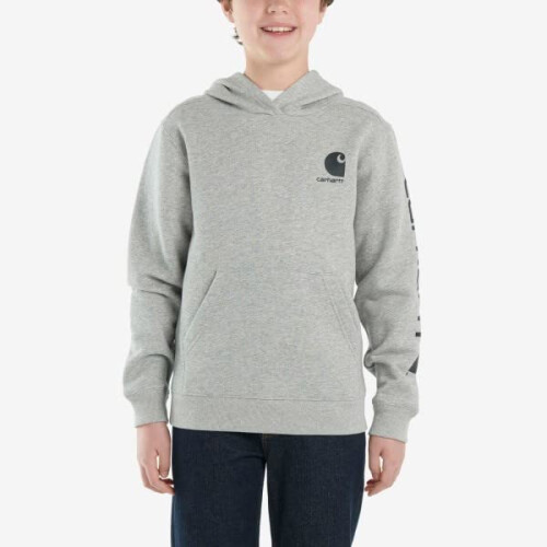 Carhartt Carhartt Pojkar Pullover Långärmad Hooded Sweatshirt, Grå, M (10-12) 1