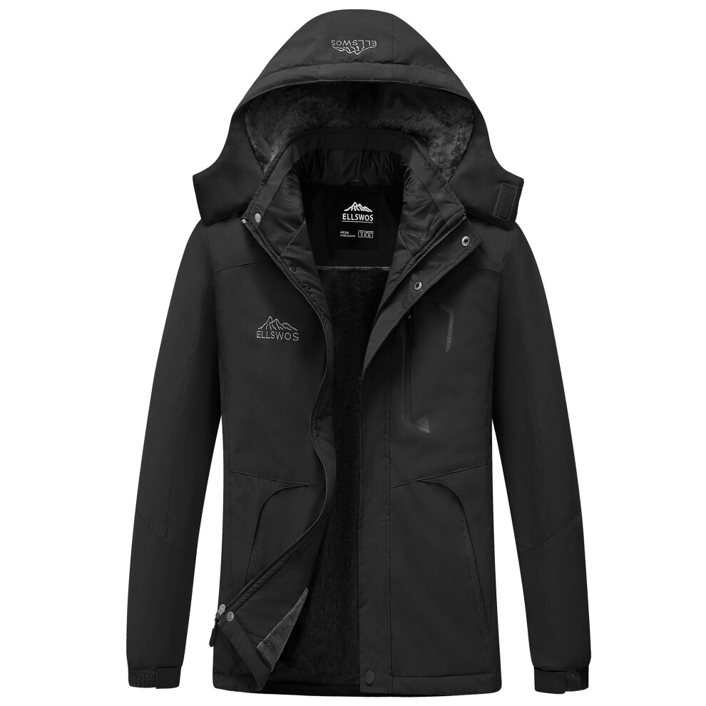 Veste de ski imperméable pour homme ELLSWOS Manteau de neige d'hiver Manteau de pluie chaud à capuche