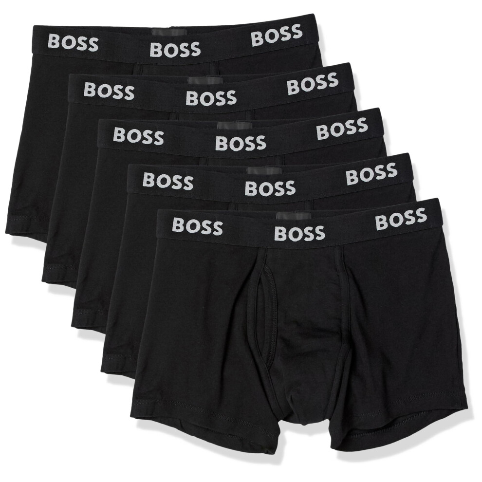 BOSS mens 5-pack Authentic Cotton Trunks  Dark Soil Black  Small US