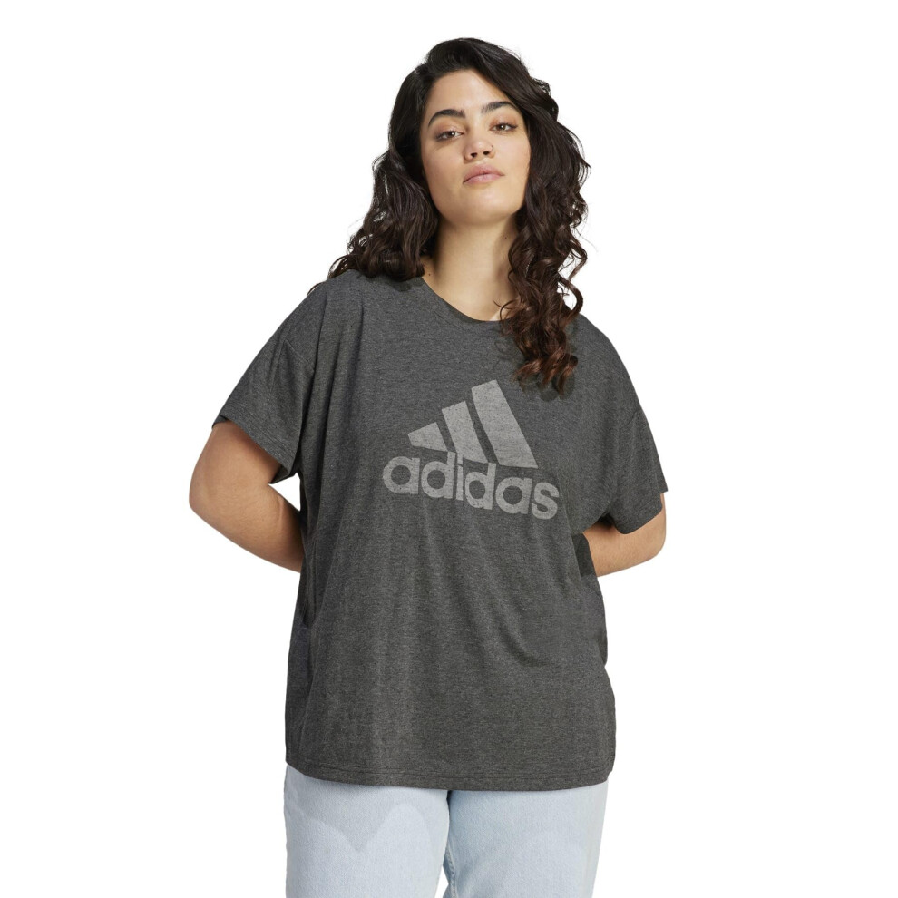 adidas Women's Plus Size Future Icons Winners 3.0 T-Shirt  Black Melan