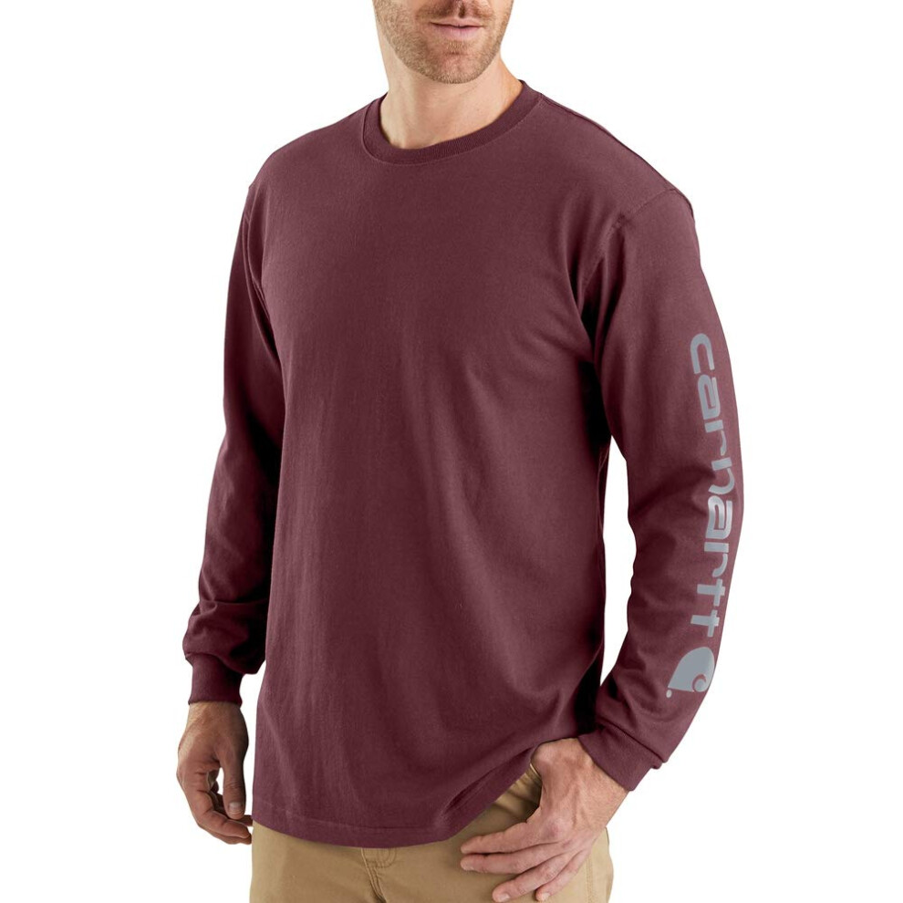 Carhartt Men's Loose Fit Heavyweight Long Logo Sleeve Graphic T-Shirt  Port