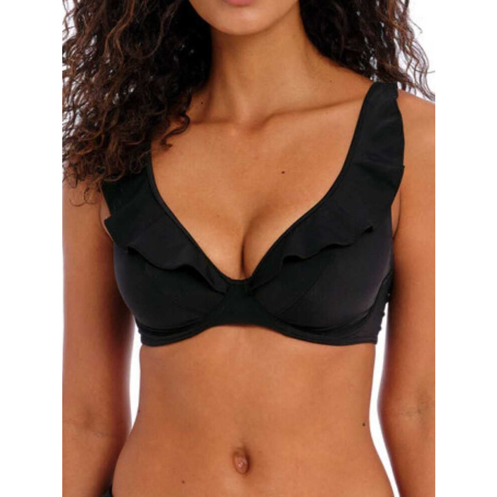 Freya Jewel Cove High Apex Underwire Bikini Top with J Hook 7230 34DD Plain Black