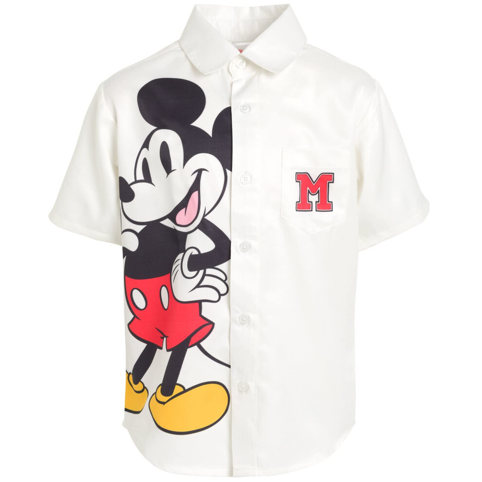 Disney Mickey Mouse Toddler Boys Button Down Dress Shirt White 2T