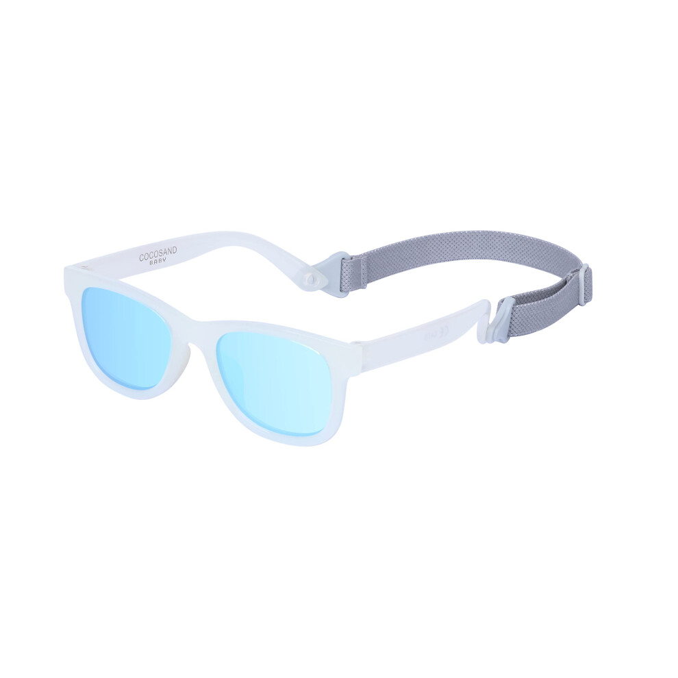 COCOSAND Toddler Sunglasses with Strap Polarized Retro Square Soft Sil