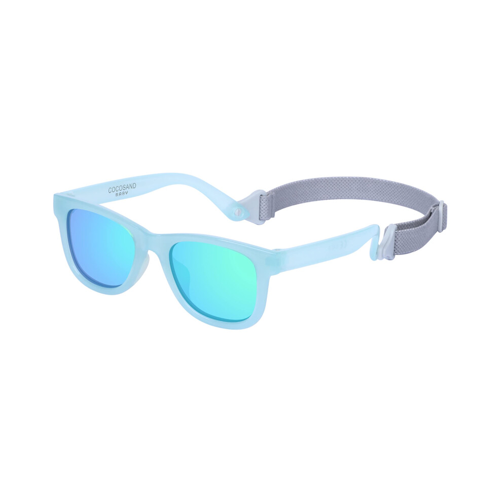 COCOSAND Toddler Sunglasses with Strap Polarized Retro Square Soft Sil