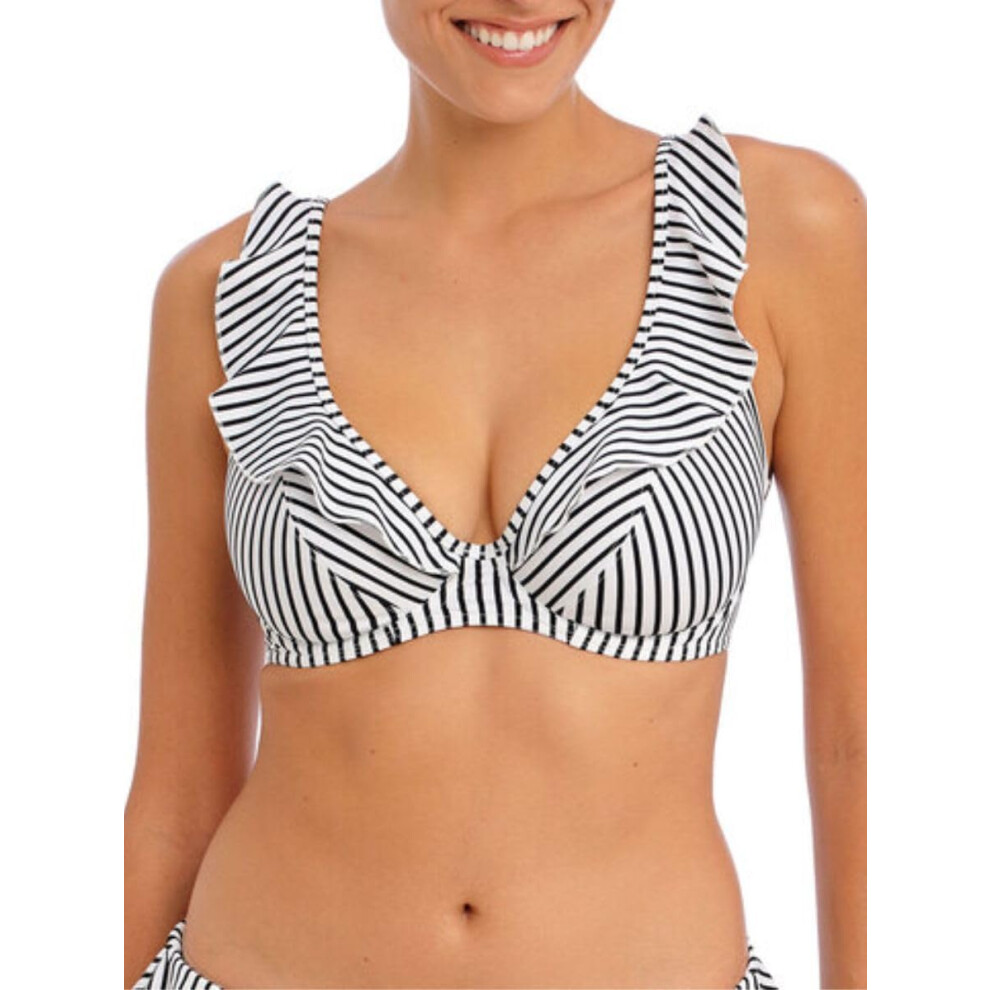Freya Jewel Cove High Apex Underwire Bikini Top with J Hook 7230 34H Stripe Black