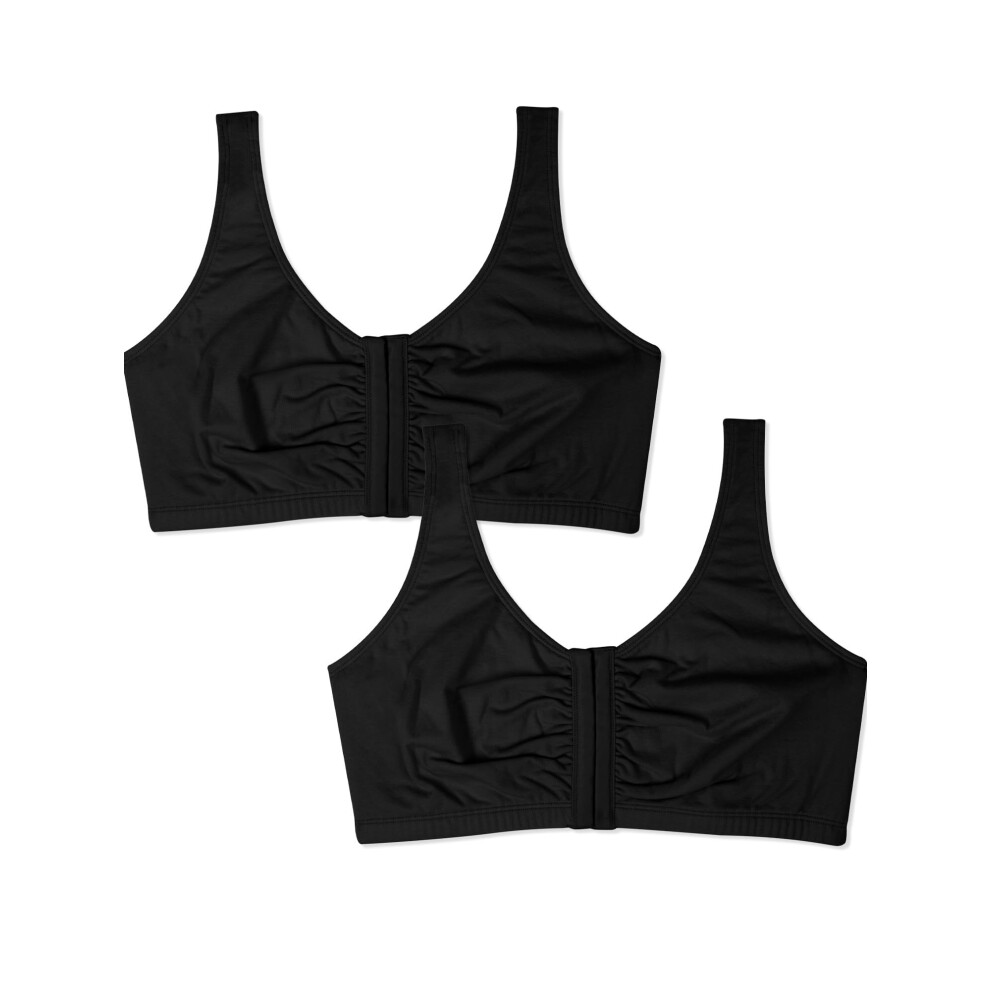 Fruit of the Loom Women's Front Close Sports Bra-Cotton Blend  Easy Fit & Built-Up Support  Black  42