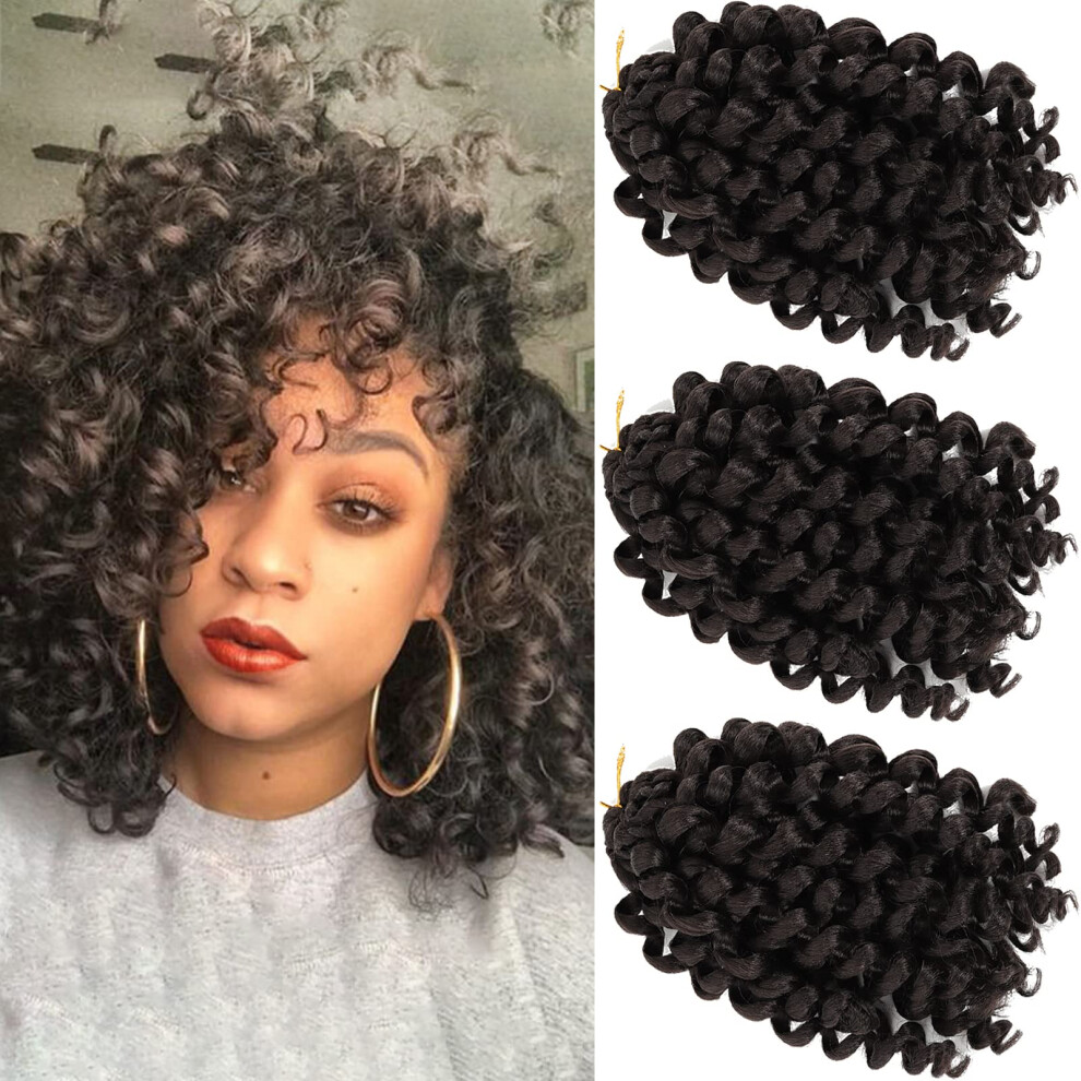 Svolna Unisex 3Packs 2X Ringlet Wand Curl Jamaican Bounce 8 Inch Synthetic Crochet Hair Extensions Crochet Braiding Hair 20 Roots (4)