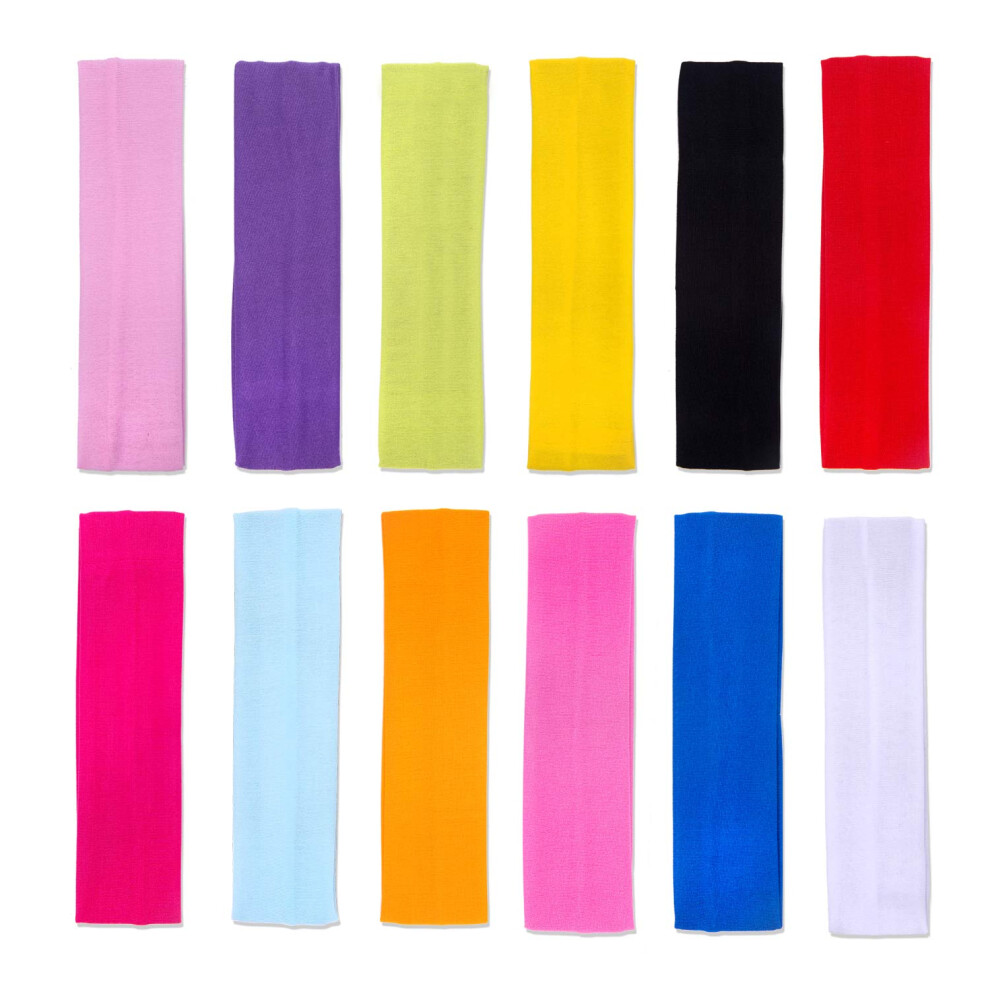 DERAYEE Bandeaux de yoga pour femmes, 12 couleurs, bandeaux élastiques doux pour le sport, l'entraînement, accessoires pour enveloppement de tête