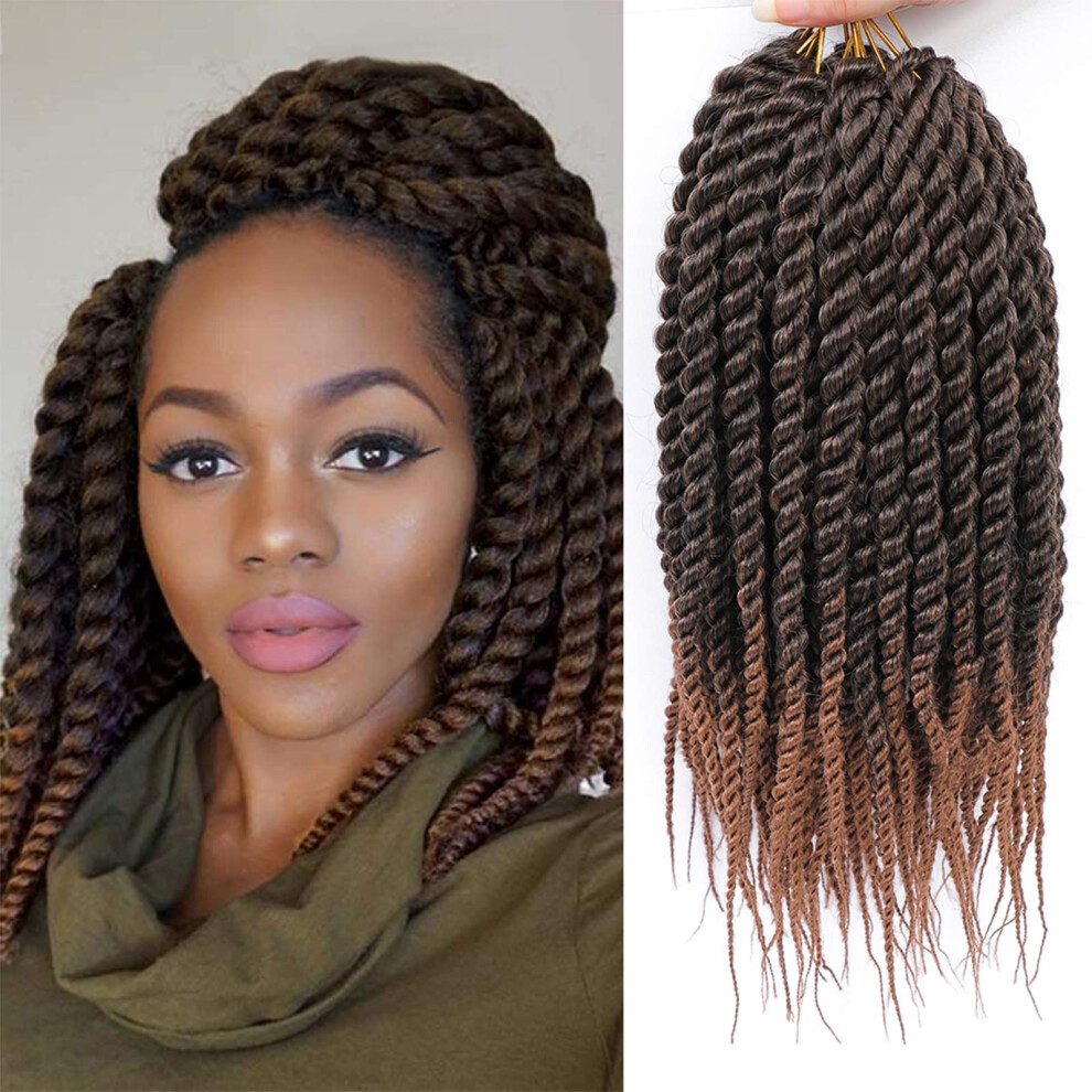 Admutaci N Unisex Havana Twist Crochet Hair 6 Packs 12 Inch Crochet Braids Senegalese Twist Crochet Braiding Hair (T1b/30)