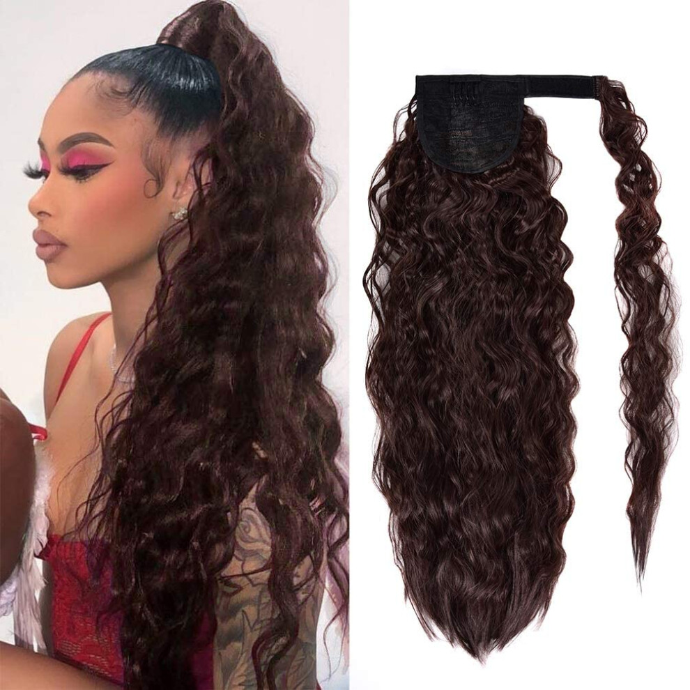 Si Yeame Corn Wave Ponytail Extension Clip In - 22 Inch Long Wavy Curly W