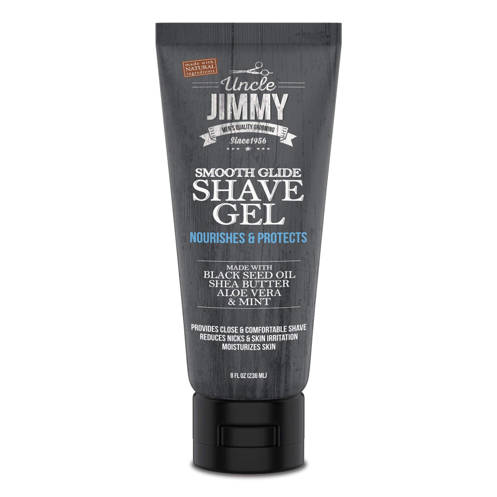 Uncle Jimmy Smooth Glide Shave Gel for Men with Sensitive Skin - Non-Foaming  Soothing Shaving To Hydrate for Soft Face 8oz