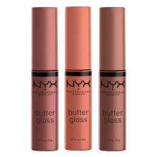 NYX PROFESSIONAL MAKEUP Butter Gloss Brown Sugar, Non-Kladdig Läppglans - 3-pack (Sugar High, Spiked Toffee, Butterscotch)