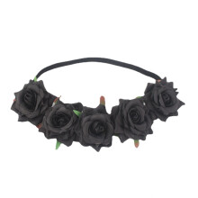 Coroa di Fiori Aoozleny in Rosa per Festa, Cerchietto Nero