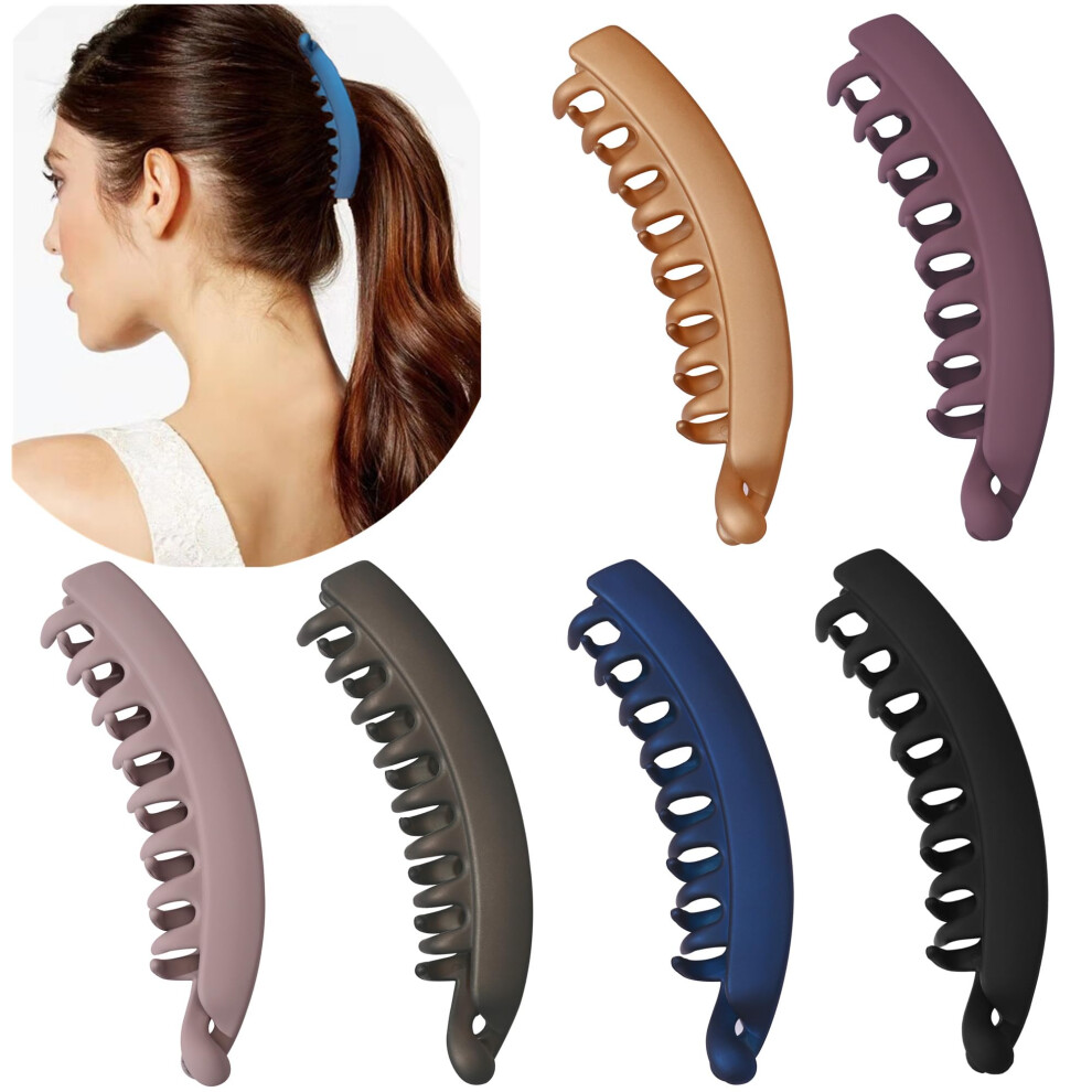 6 Pieces Banana Hair Clips 5 Inch Large Banana Clip for Thin Fine Thick hair Non Slip Banana Claw Clips for Women