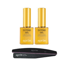 APRES udvider gel 2-pakken med buet neglefil og neglebuffer-Gel-X neglepleje sæt