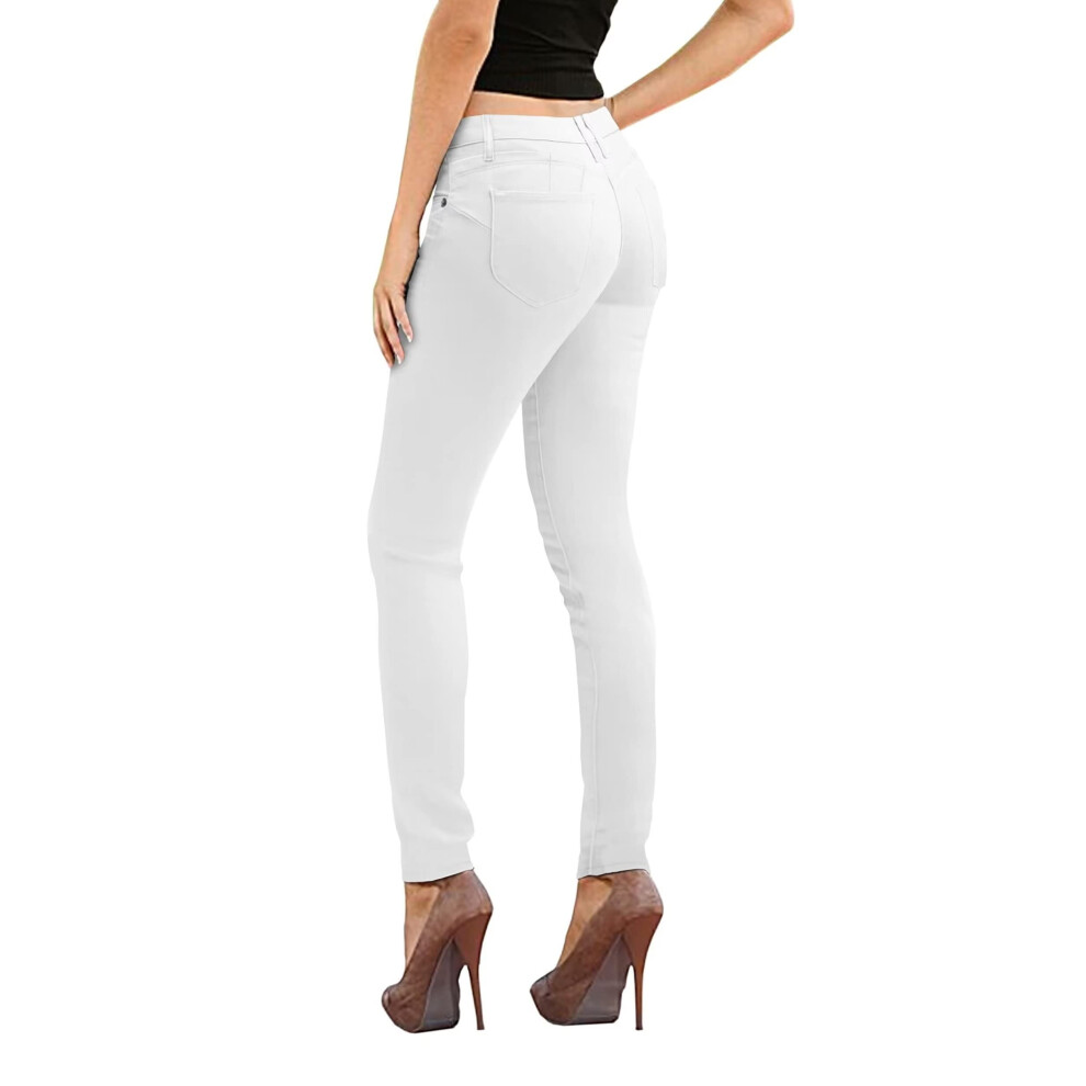 Jean en denim extensible pour femme avec effet liftant les fesses P37354SK Blanc 5