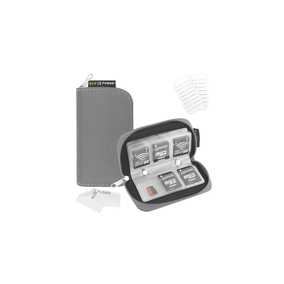 Étui pour carte mémoire EcoFused pouvant contenir jusqu'à 22 cartes SD SDHC Micro SD Mini SD et 4 cartes CF avec 22 emplacements (gris)