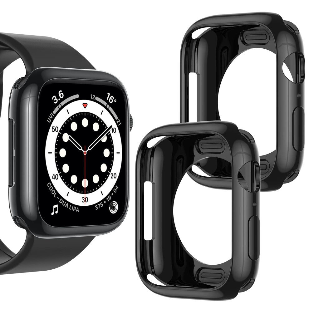 [Lot de 2] Goton Bumper Case pour Apple Watch Series SE2 SE 6 5 4 44 mm Ultra mince souple TPU antichoc Coque Bumper Protector pour iWatch Accessoires