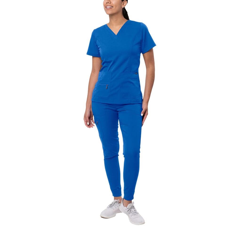Ensemble de gommage Adar Pro Flawless Plus pour femme - Pantalon de jogging à col en V surélevé - P9600 - Bleu royal - S