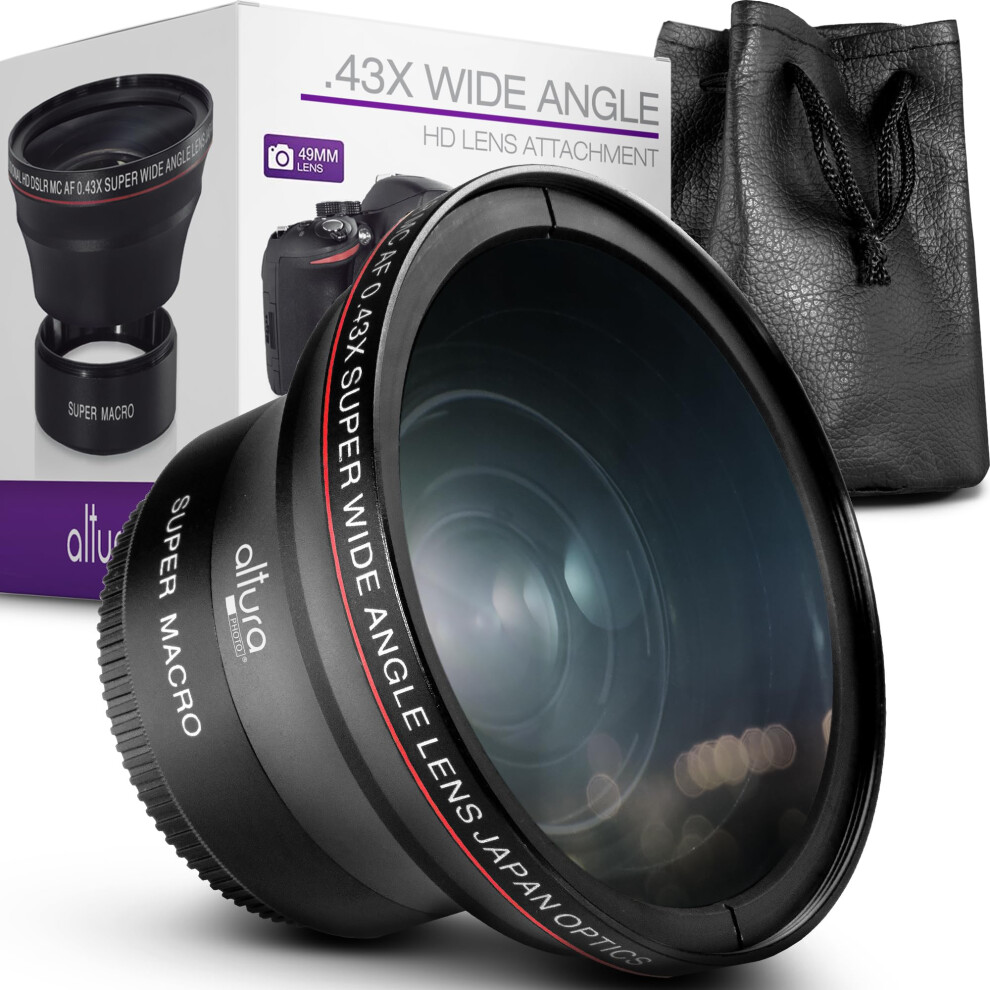 Objectif grand angle professionnel HD Altura Photo 49 mm 0,43x (avec partie macro) pour Canon EOS M50 M M2 M3 M5 M6 Mark II M10 M100 M200 R50 R100 Mir