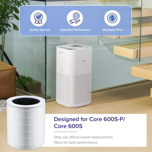 Levoit LEVOIT Core 600SP Air Purifier 3in1 Replacement Filter  Supports HEPA Sleep Mode  Core600SRF  1 Pack  White 2