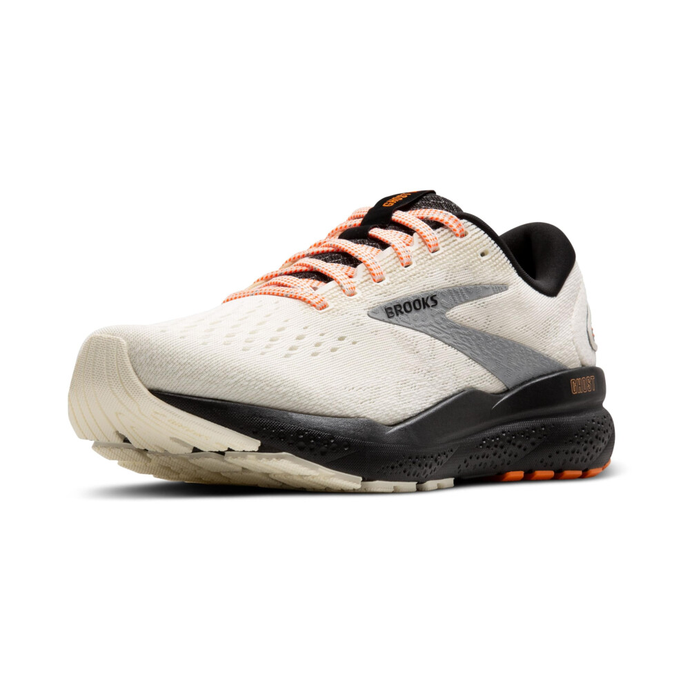 Brooks Womens Ghost 16 Neutral Running Shoe - Ecru/Orange/Black - 7 Medium