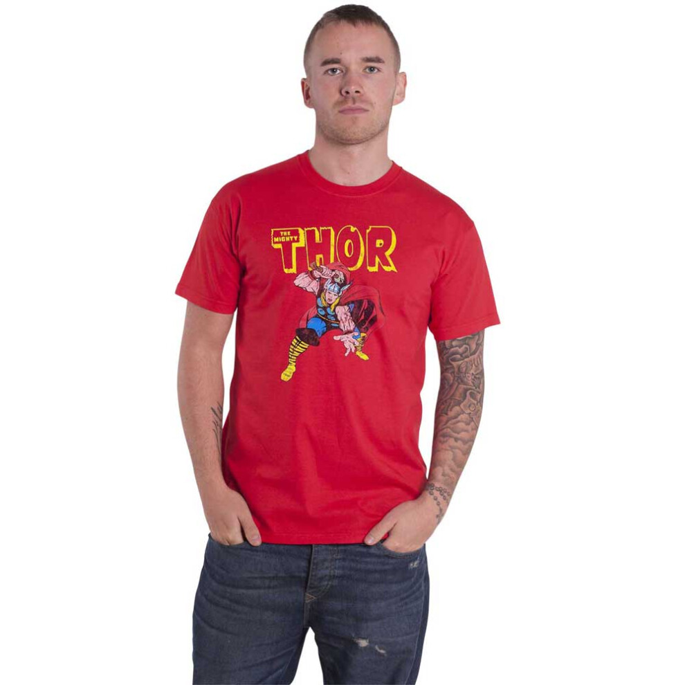 (S, Red) Marvel T Shirt Spiderman Shooting Webs new Official Mens Red