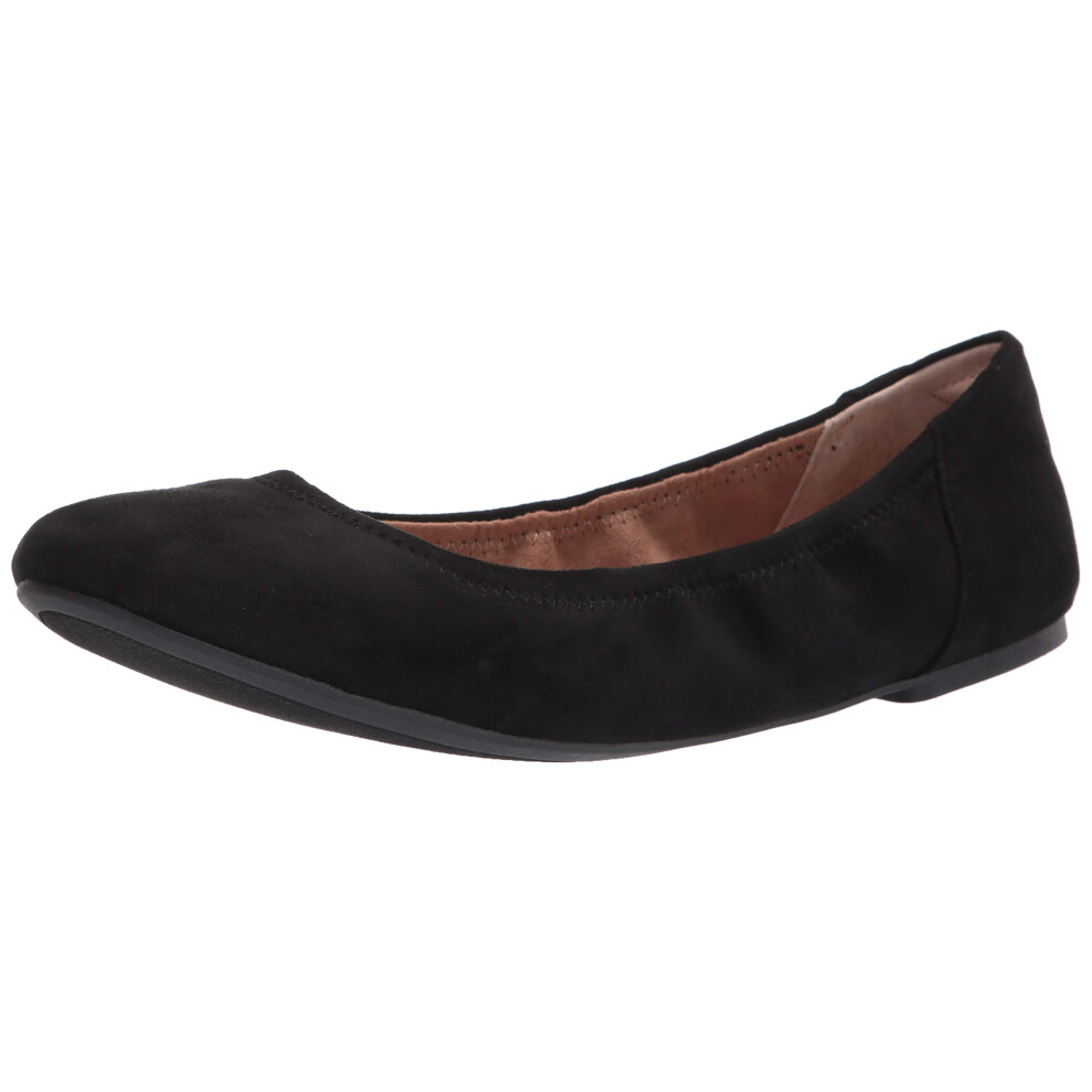 Amazon Essentials Women's Belice Ballet Flat  Black Microsuede  7 Wide