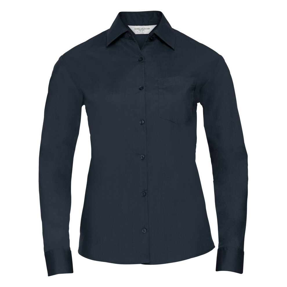 (2XL, French Navy) Russell Collection Ladies/Womens Long Sleeve Shirt