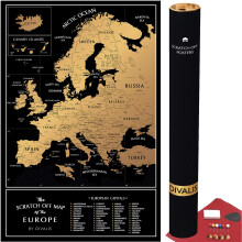 Detaljerad Skrapkarta över Europa - Lätt att Rama 24 x 16 Resekarta Poster med Städer