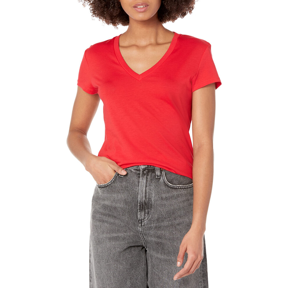 A | X ARMANI EXCHANGE Women's Pima Cotton Basic Slim Fit V-Neck Tee  M