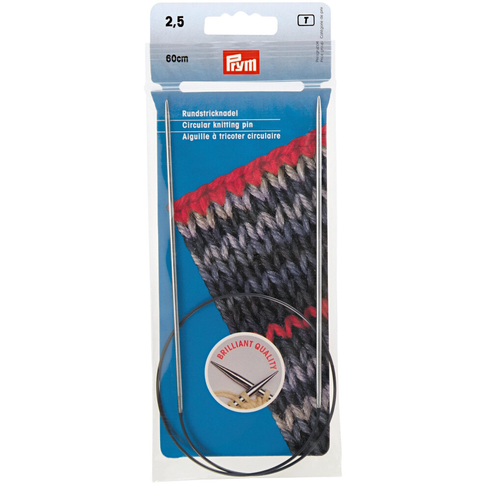 Prym 24"" Circular Brass Knitting Needles  2.5mm