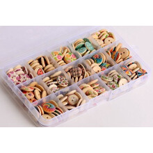LifeGlow Art 225 pcs Butoane din lemn mixte n butoane n vrac pentru cusut ?i artizanat butoane rotunde de vopsire colorata cu carcasa de depozi