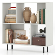 Open Shelf Bookcase Cube Bookshelf 4 Compartments Display Rack White