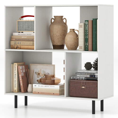 Costway Open Shelf Bookcase Cube Bookshelf 4 Compartments Display Rack White