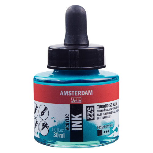 Μπουκάλι με μελάνι Amsterdam Acrylic 30 ml Τυρκουάζ Μπλε 522 (17205220)