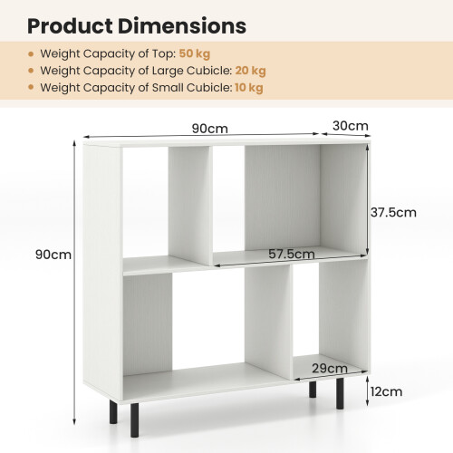 Costway Open Shelf Bookcase Cube Bookshelf 4 Compartments Display Rack White 1