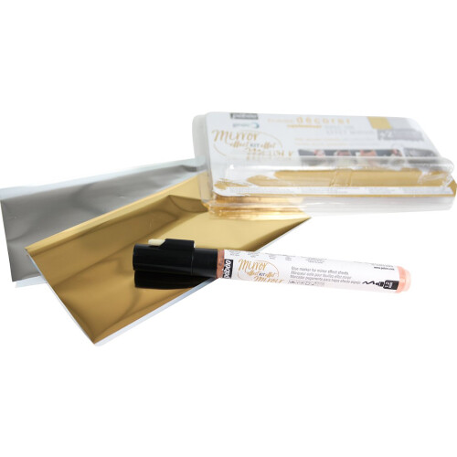 Pebeo Gedeo Mirror Effect Kit 1,2 mm Gilding Paste Marker + 2 Mirror Effect Sheets 2