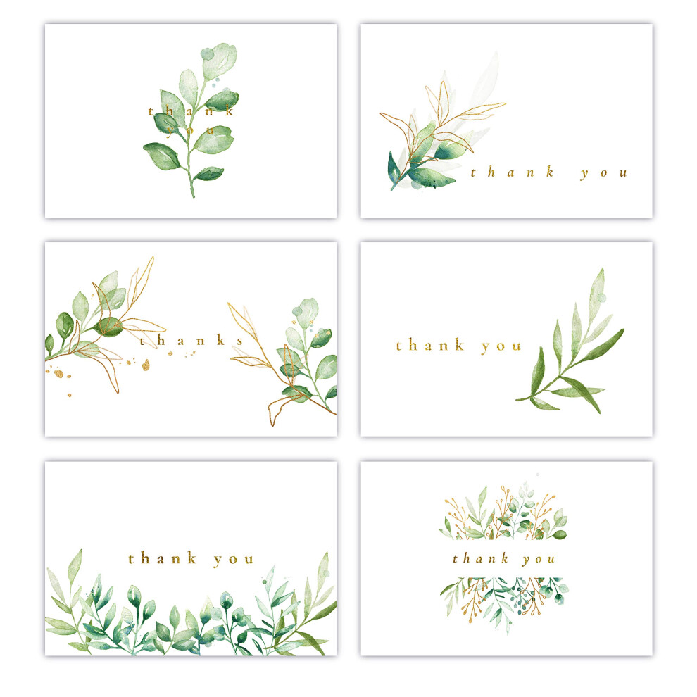 Gooji 4x6 Golden Greenery Thank You Cards with Envelopes (Bulk 36-Pack