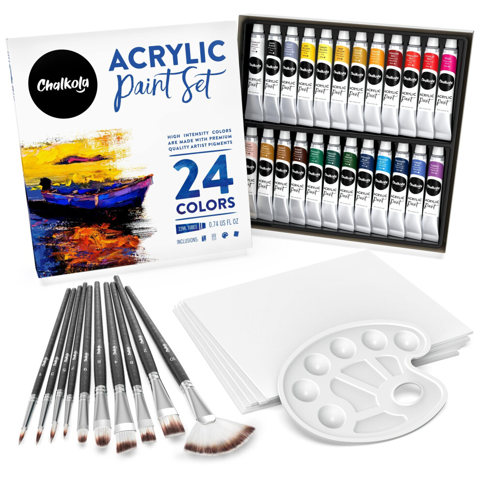 Ensemble de peinture acrylique Chalkola pour adultes, enfants et artistes - 40 pièces