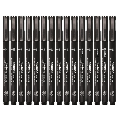 (9Pcs Set) Black Micro Pens,15 Sizes,Waterproof Archival Ink, 2