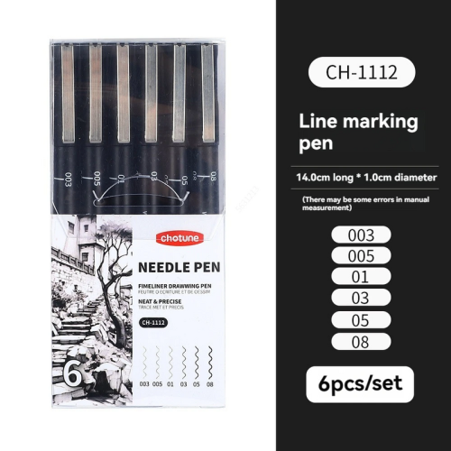 (6Pcs Set) Black Micro Pens,15 Sizes,Waterproof Archival Ink,
