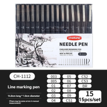 (15Pcs Set) Black Micro Pens,15 Sizes,Waterproof Archival Ink,