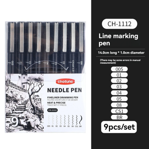 (9Pcs Set) Black Micro Pens,15 Sizes,Waterproof Archival Ink,