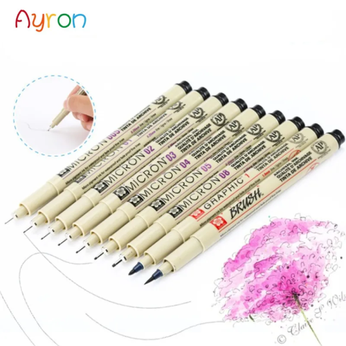 (8 pcs) 7/9/11Pcs Black Sakura Pigma Micron Pen Waterproof 1
