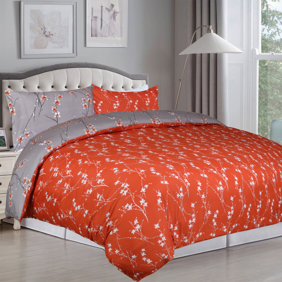 (Rust Flower, Double) Duvet Cover Single Double King Floral Bedding Sets