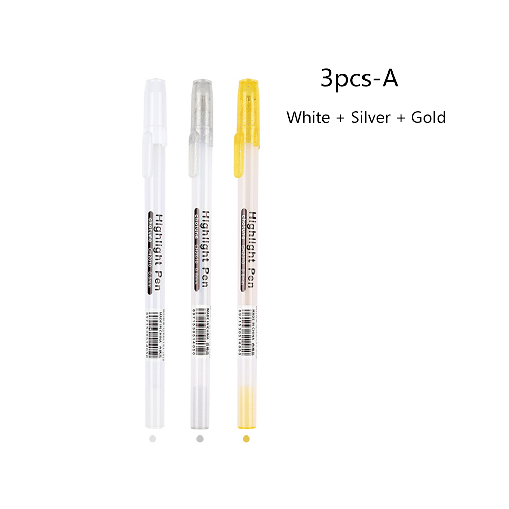 (3pcs-A) 3pcs/mix Art Marker Pen 0.8mm White Gold Silver In-image-OPC-PGHGSHR-NEW