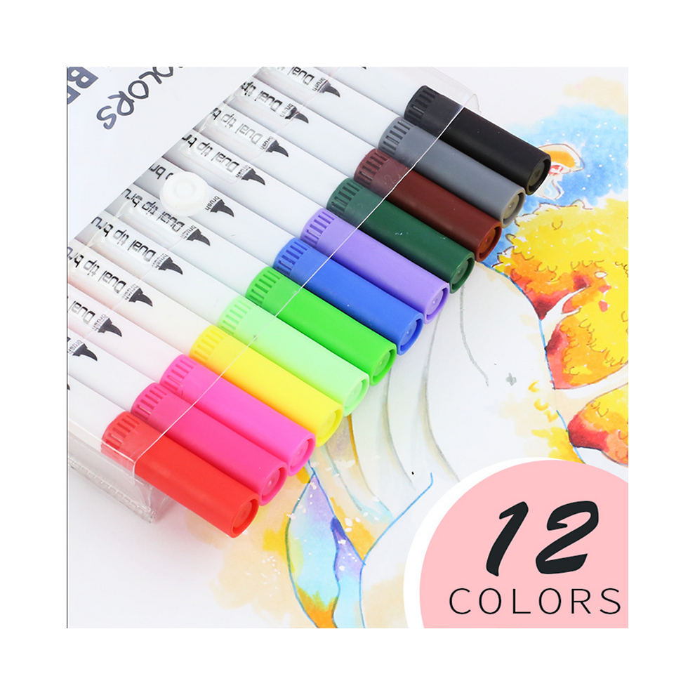 (12 Colors) 12 Colors Markers Double Ends Manga Art Brush Pen-image-OPC-PGHGTHV-NEW